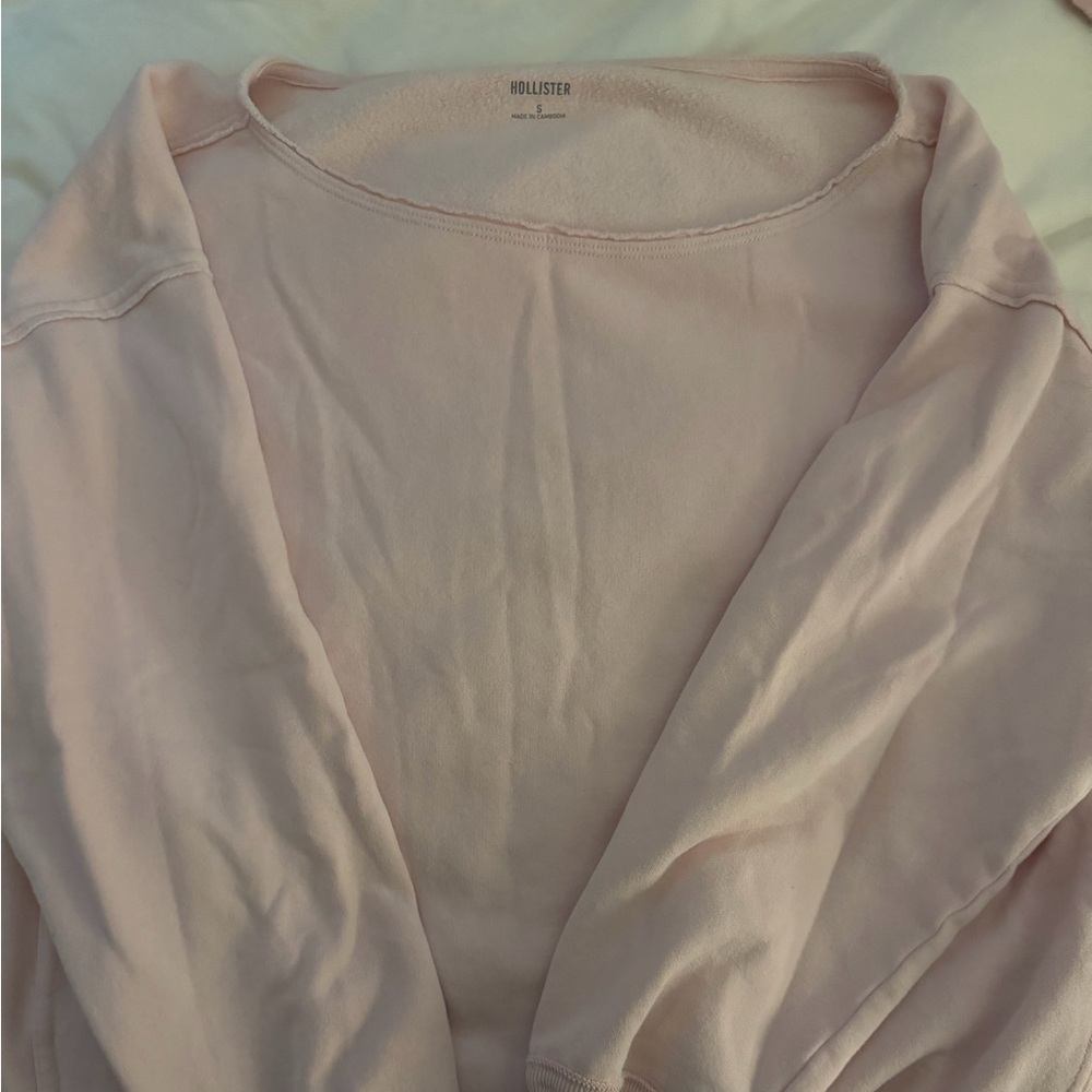 pink off the shoulder sweatshirt